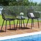 3 Piece Outdoor Bistro Set Patio Chairs with Coffee Table Metal Frame